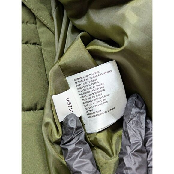 Michael Kors Women's Plus Size Belted Olive Hooded Puffer Coat Size 1X MSRP $350 - Picture 4 of 9